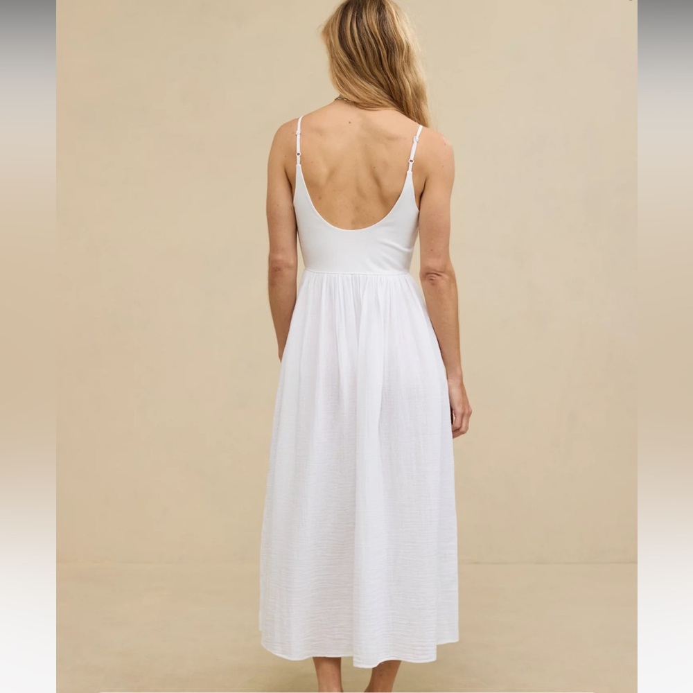 aerie White Sleeveless Scoop Neck Midi Dress - Picture 2 of 4
